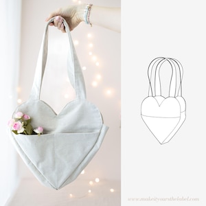 Heart Bag PDF Sewing Pattern | Shopper Handbag in Heart Shape Instant Download - German