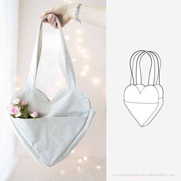 Heart Bag PDF Sewing Pattern | Shopper Handbag in Heart Shape Instant Download - German