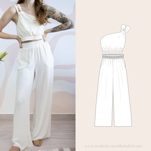 Culotte and Crop Top PDF Pattern Two Piece Set of Top and Pants in English