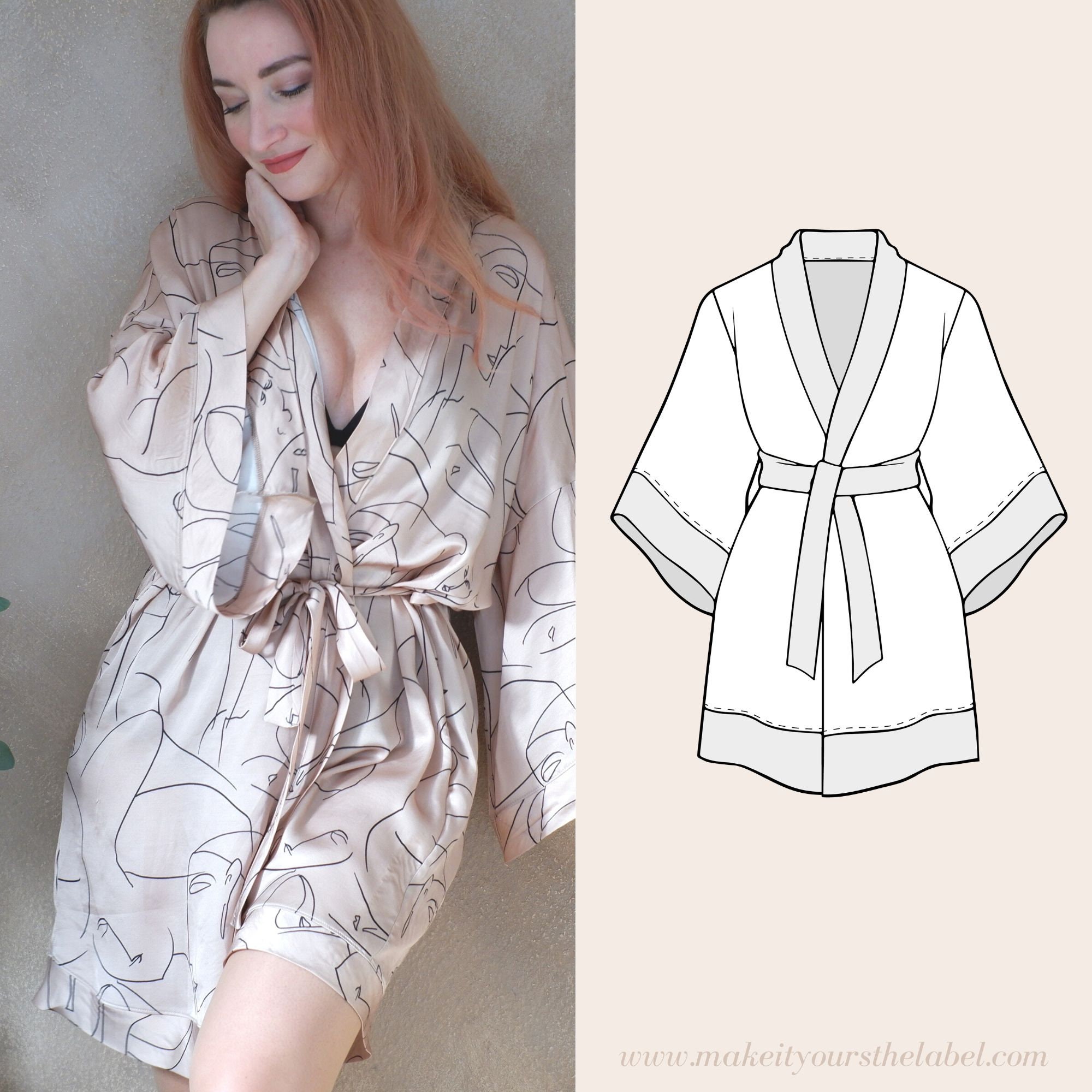 Peignoir Satin Femme Mariée - Kimono Col V Avec Ceinture, Pour Demoiselle D'Honneur, Événements