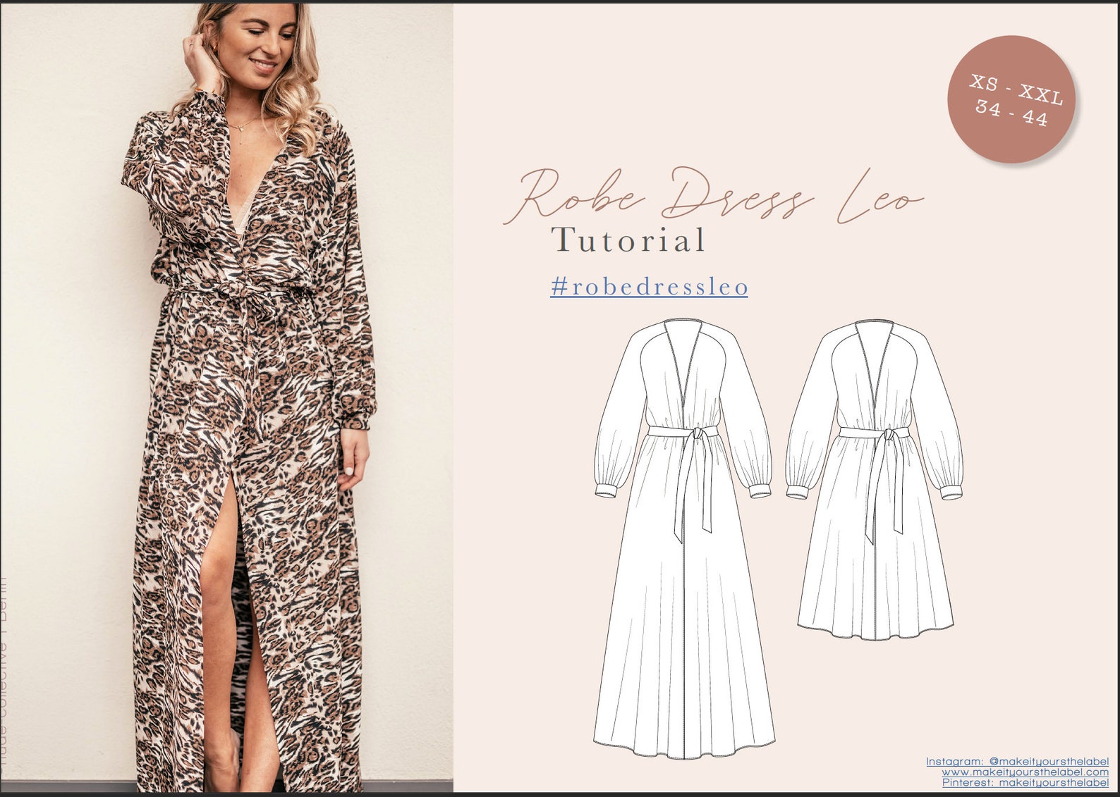 Long Dressing Gown pattern/ Robe pattern / PDF Sewing Pattern Etsy