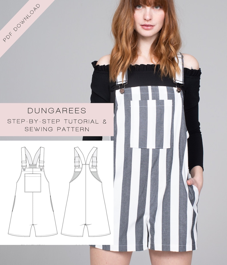 Sewing Pattern PDF Dungarees / Pinafore Dress / Bib Skirt / Etsy UK