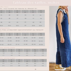 Op de afbeelding: Een tabel met maten in inches voor verschillende kledingmaten. De tabel bevat maten voor borst, taille, heupen en binnenbeenlengte. De vermelde maten zijn XS, S, M, L, XL en XXL.