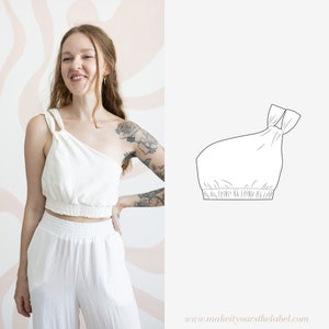 Asymmetrical crop top PDF sewing pattern in German