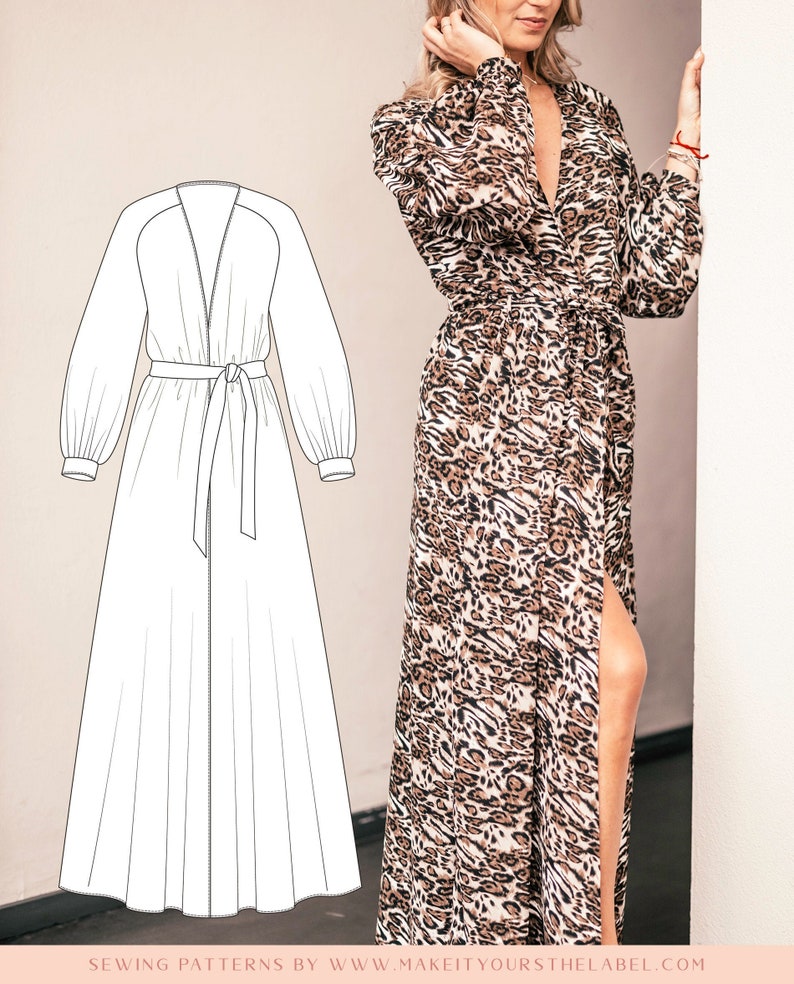 Long Robe / Dressing gown for women sewing pattern and | Etsy