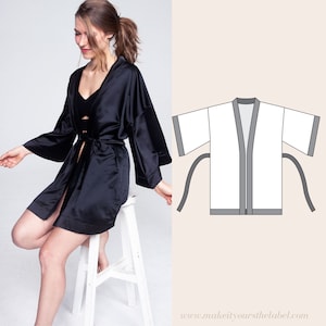 Dressing gown Bath Robe or cover up PDF Sewing Pattern sizes 34-56 in english