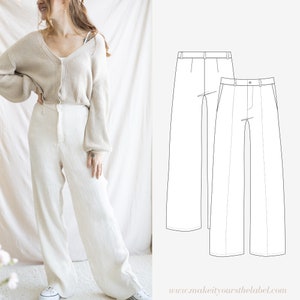 Wide high waist culotte trousers PDF sewing pattern in German