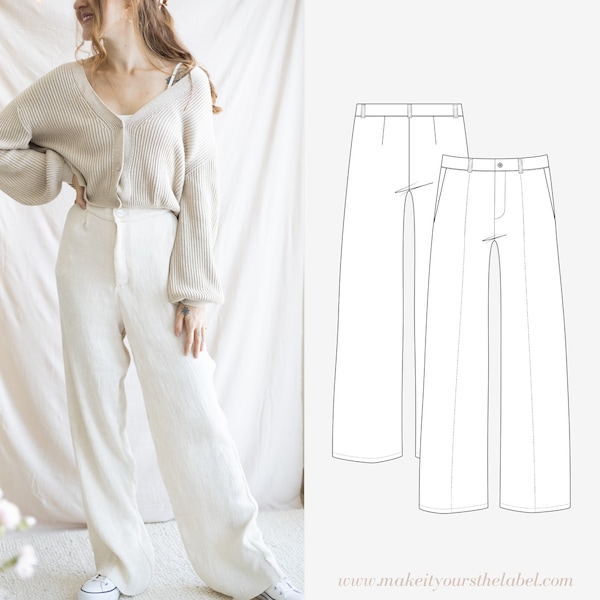 Wide high waist culotte trousers PDF sewing pattern in German