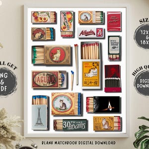 Blank Matchbook Digital Download,Matchbox Art Print, Matchbook Poster Template, Blank Matchbook Template, Custom Matchbook, Rich Neutrals.