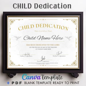 Certificado de dedicación de niño, Certificado de dedicación de bebé, Certificado de bautismo, Certificado de bautismo editable, Dedicación floral