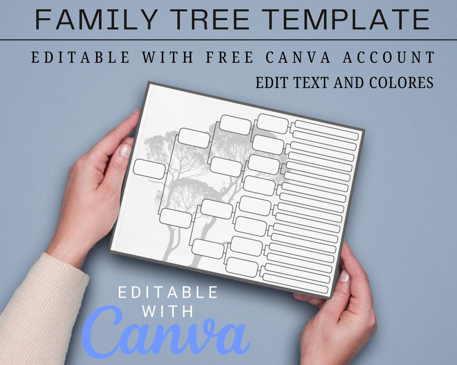 Editable Family Tree Chart, Canva Genealogy Chart, Ancestral Chart, 5 ...