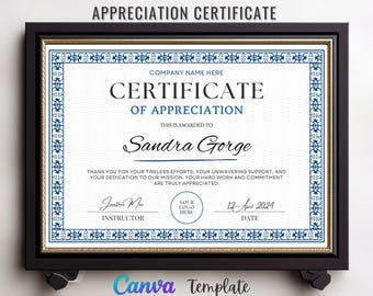Certificate of Appreciation, Canva Template Of Appreciation Template, Appreciation Award, Certificate Of Appreciation Template.