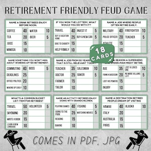 Retirement Friendly Feud Game, Ice Breaker, Office Party Games, Work Party Family Feud, Feud Trivia Quiz, Office Farewell Party.