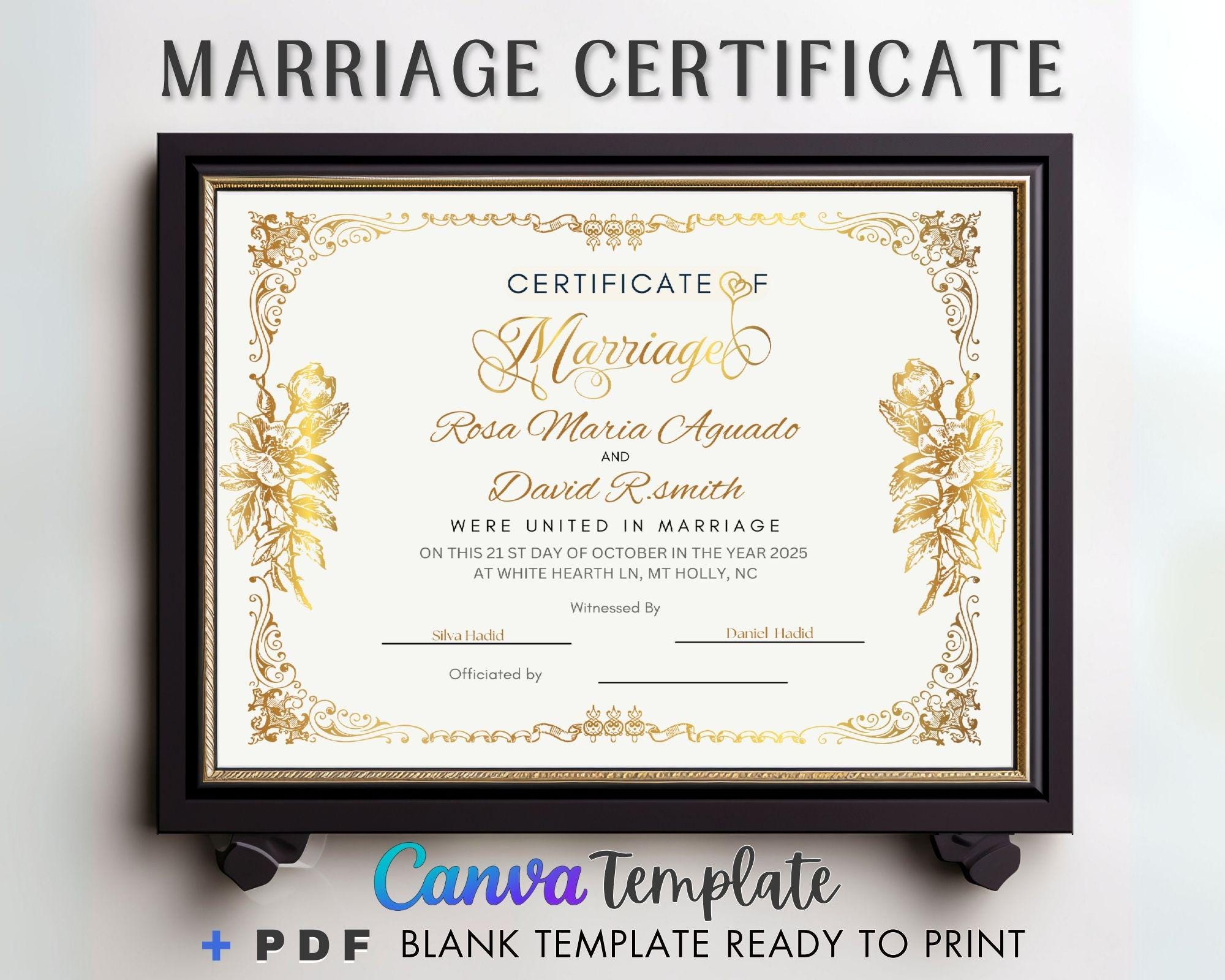Marriage certificate keepsake - Etsy México, image size:2000x1600