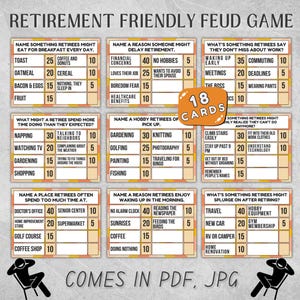 Jeu de querelle convivial pour la retraite, jeux de fête de bureau, brise-glace, quiz sur les querelles, querelle de famille pour une fête de travail, fête d'adieu au bureau.