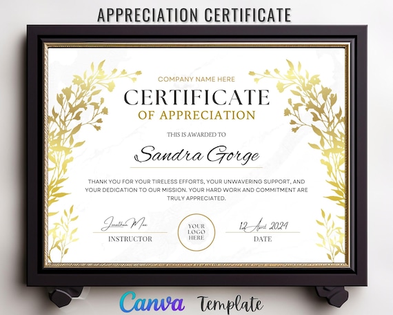 Certificate Of Appreciation Template, Canva Certificate Of Appreciation Template, Appreciation Award,  Canva Template, Printable Template.