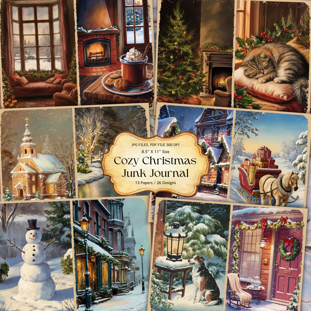 Cozy Christmas Junk Journal Junk Journal Pages Vintage Merry