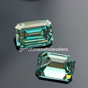 Green Colour Moissanite Emerald Cut Moissanite, Ring Size Moissanite, Moissanite Loose stone, Emerald Green moissanite with certificate
