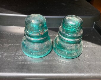 Beautiful Rare Tiny 1 Inch Amber Red Glass /& Cobalt Blue Glass Miniature Insulator Cap Scarce Hardware Salvage Vintage French Farmhouse