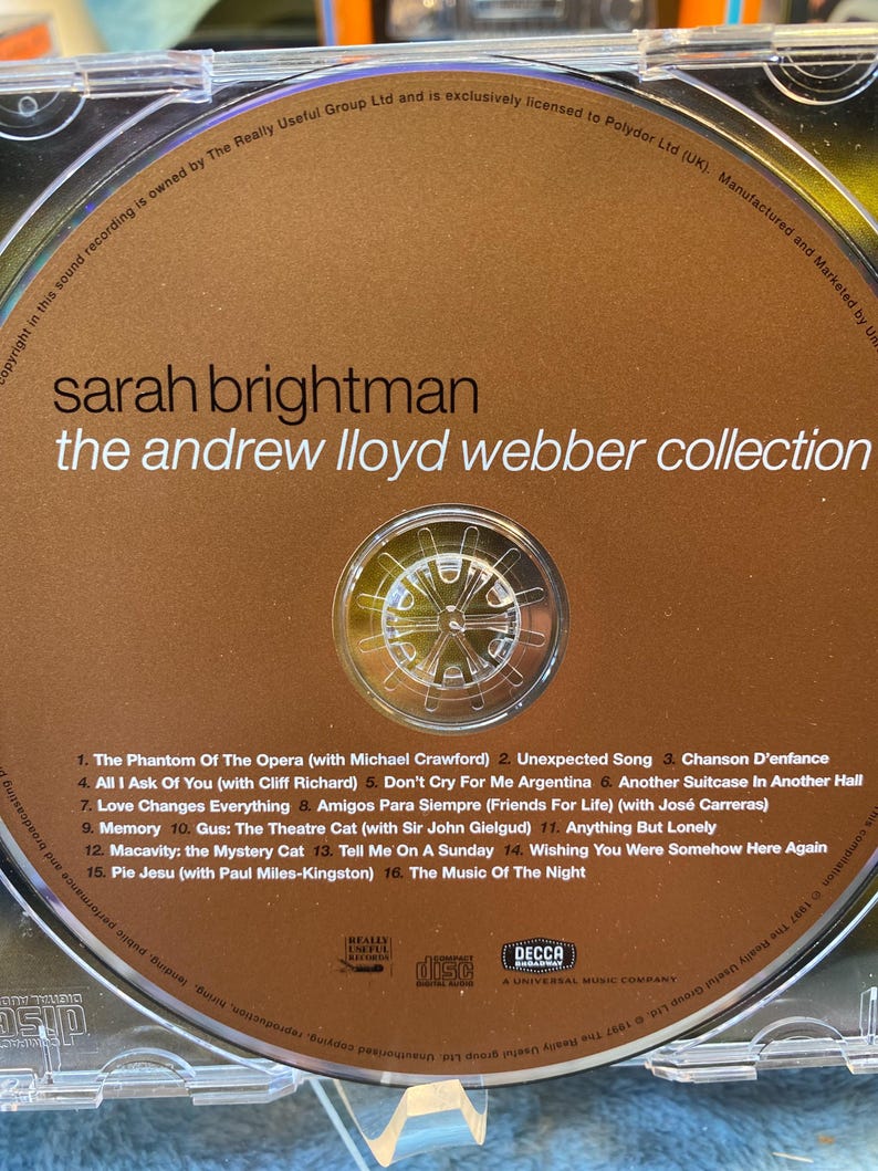 CD- Sarah Brightman – the Andrew Lloyd Webber Collection CD Album 1997 Preowned - Etsy