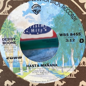 Record 45 vinyl-Debby Boone - You Light Up My Life/Hasta Manana (45 RPM, 1977, Warner Bros.)