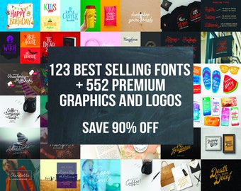 123 Best Selling Fonts & 552 Premium Graphics and Logos calligraphy font font download font bundle script font font bundles