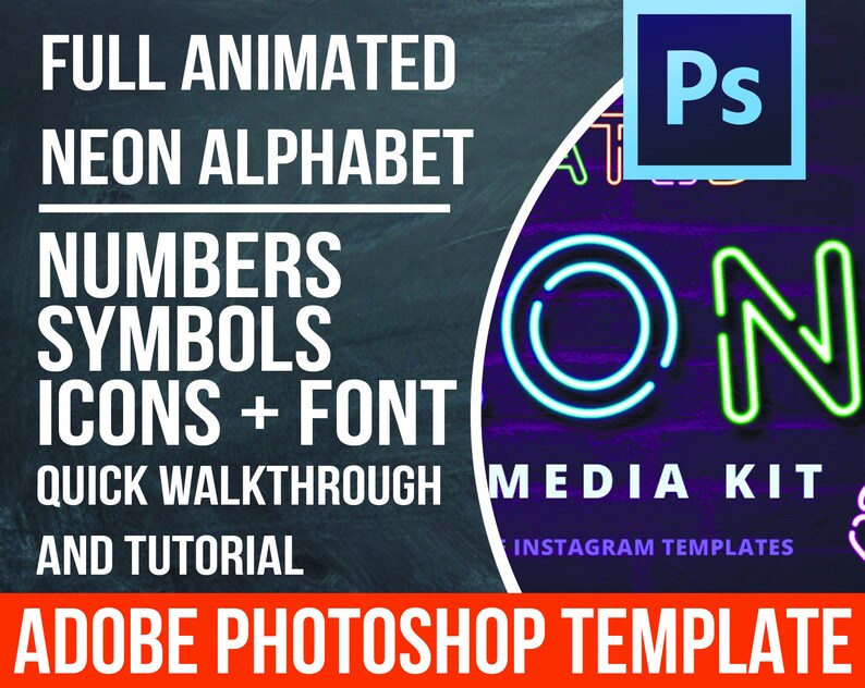 Animated Neon Alphabet For Instagram Stories Neon Social Etsy