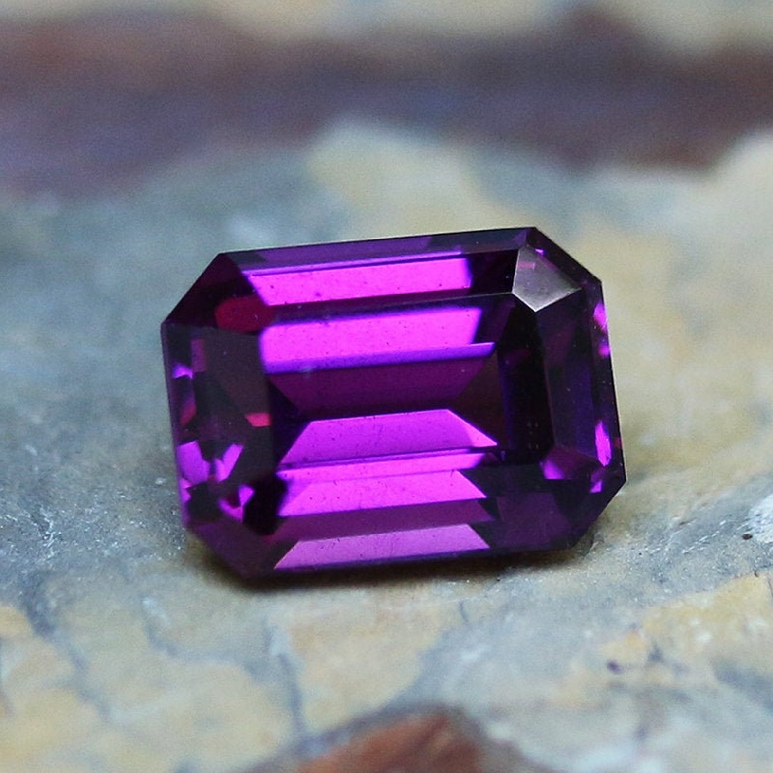 3.45ct Natural Purple Emerald Cut Faceted Purple Etsy