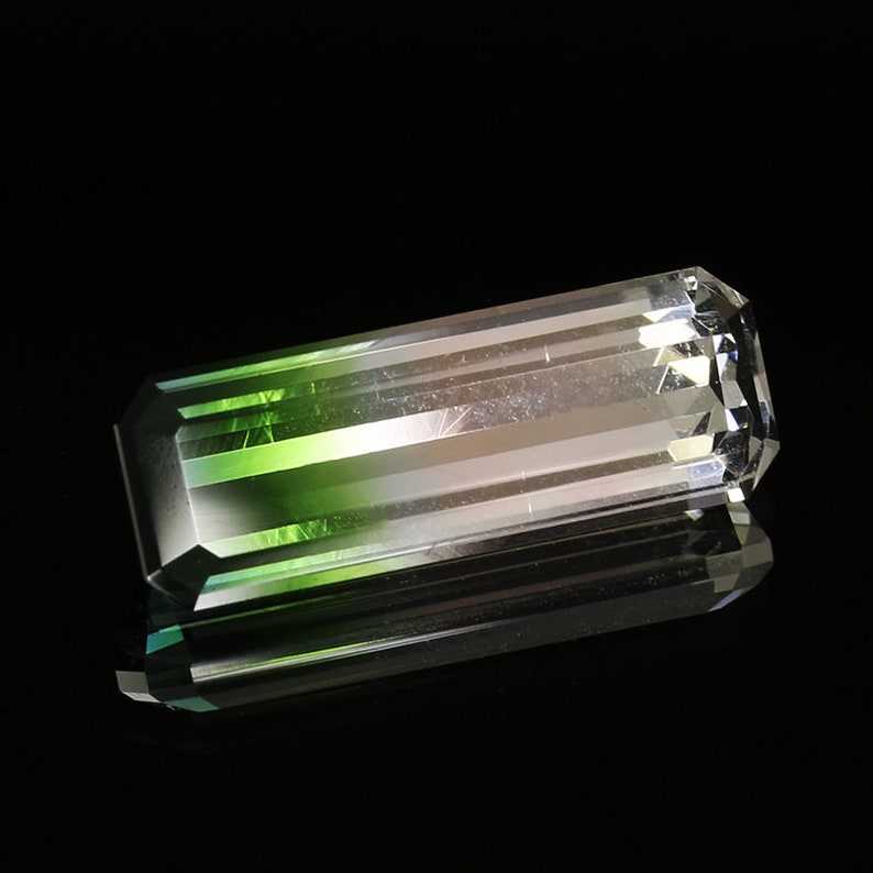 4 26ct Bi color Natural Tourmaline Emerald Cut Faceted Etsy
