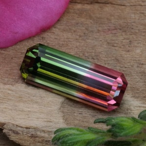 RESERVED - 2.085ct Bi-color Natural Tourmaline | Emerald Cut | Engagement Ring | Bicolor Stone | Loose Tourmaline | Watermelon Tourmaline