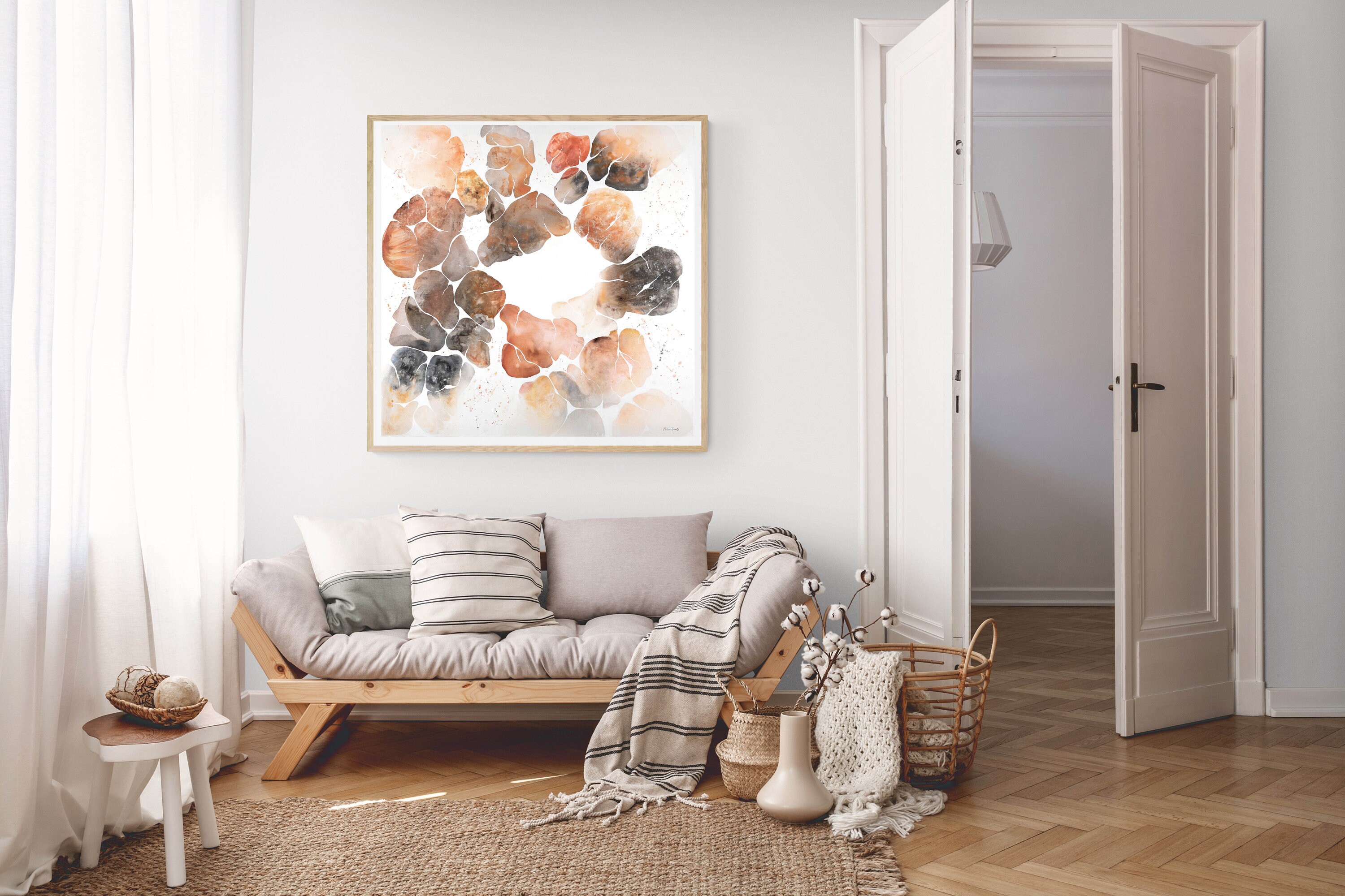 Poster Mural Abstrait Bohème Tons Naturels