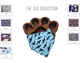 Sea Dog Pet Bandana: Handmade Cotton Scarf, Over-the-Collar or Snap