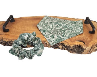 Pañuelo para perro Green Bee: Bufanda reversible de algodón para mascotas (coletero opcional)
