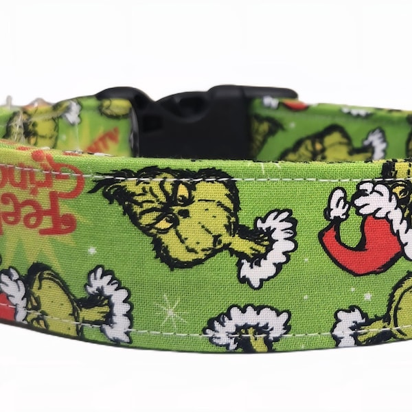 Grinch kersthalsband voor honden met riem en strikjes (opties)