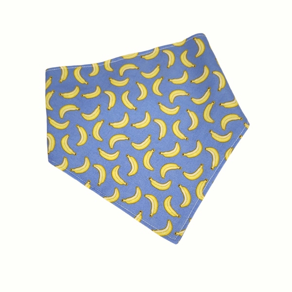 Banana Dog Bandana | Blue Background with Yellow Bananas | Reversible | Cute Dog Gift