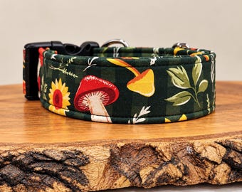 Collar para perro con diseño de setas y girasoles: lazo floral extraíble