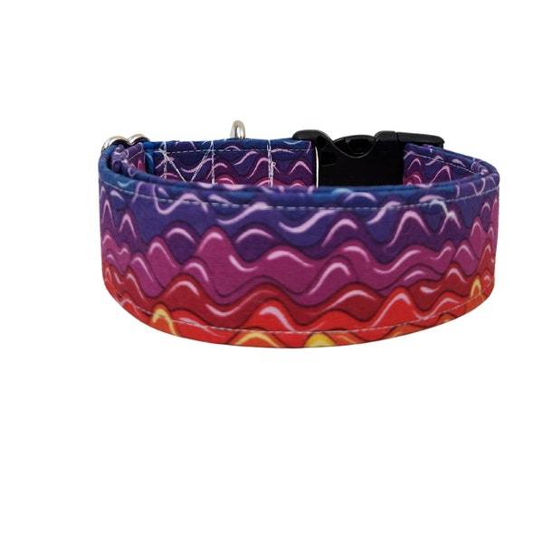 Colorful Waves Collar | Rainbows of Colors | Dog Collar | Small to Giant Breeds | Bow or Flowerets Also Available