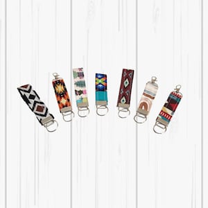 SOUTHWESTERN AZTEC KEYCHAIN   Key Fob Wristlet  Fabric Key Chain  Various Sizes and Patterns  Fun Pattern Keychain  Fun Gift