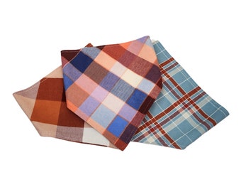 Plaid Dog Bandana Light Blue Plaid Bandana / Rust Plaid Dog Bufanda / Arcos / Regalo divertido