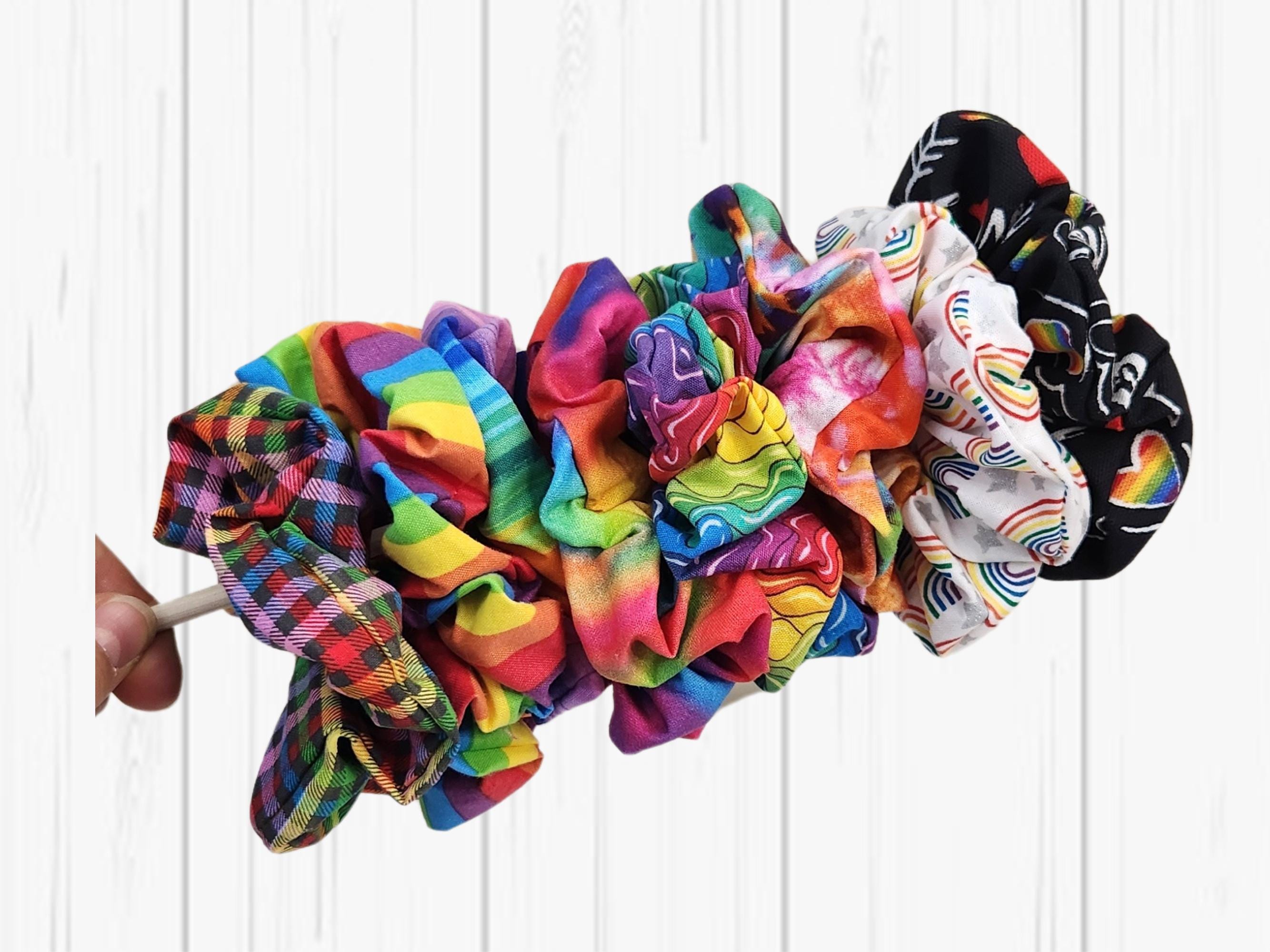 Regenbogen-Haargummis Pride – 4 Stück, 10x10 Cm, Aus Weichem Polyester, Bunt & Elastisch Für Frauen Und Mädchen