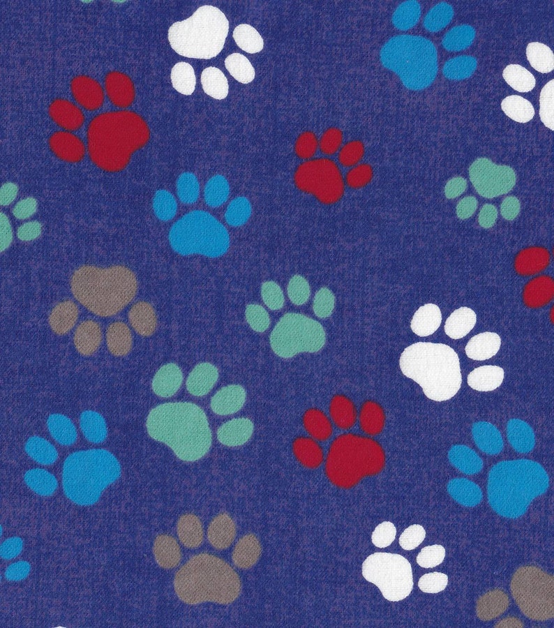 Bright Blue with Paws DogPet Bandana in Various SizesStyles