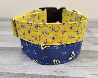 Bee Dog Collars | Small to Giant Breeds | Wide Collar | Bow or Flowerets Also Available
