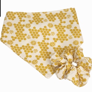 Pañuelo para perro con diseño de abeja: bufanda de algodón hecha a mano para mascotas, para llevar sobre el cuello o con broches