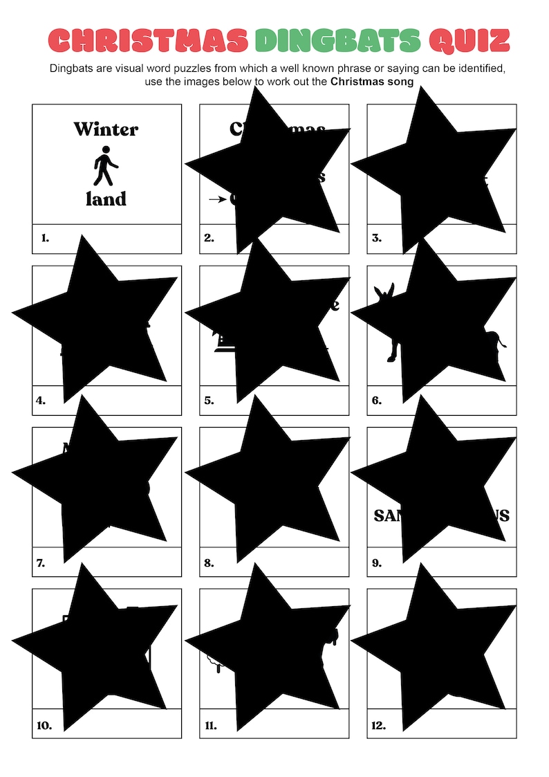 Christmas Dingbats Quiz Christmas Songs Edition - Etsy
