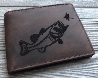 Custom Personalized Wallet Fishermans Birthday Gift The Rodfather Laser Engraved Vegan Wallet Fish Fishing Cruelty Free Leather