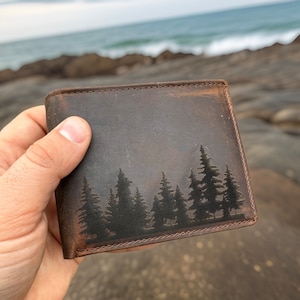 Regalos personalizados para él, billetera para padrinos de boda, billetera de cuero grabada para hombres, regalo de Navidad, billetera personalizada, billetera personalizada para hombres