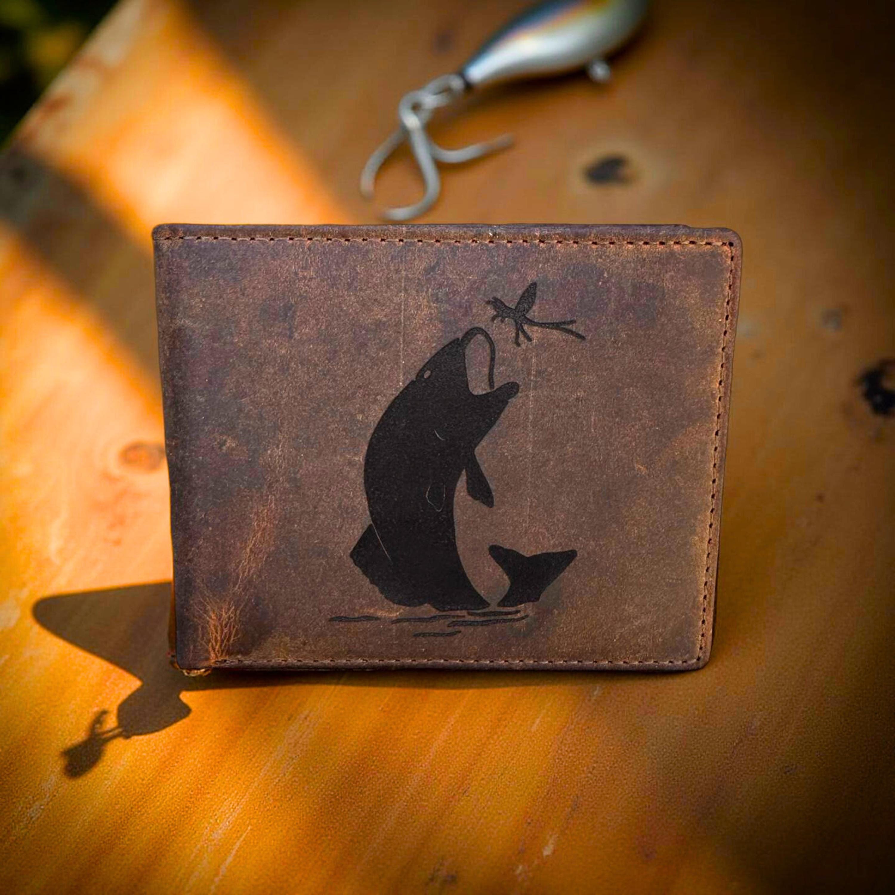 Portafoglio in pelle per pesca a mosca, bifold, qualità premium