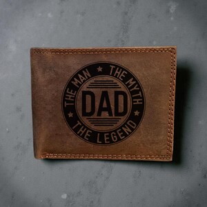Cartera de cuero para hombre. Diseño para papá. Regalo personalizado para papá. Regalo para el Día del Padre. Cartera de cuero grabada para hombre. Regalo personalizado. Regalo para tu esposo.