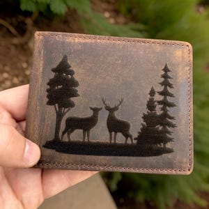 Personalisierte Geldbörse für Herren aus Leder mit RFID-Schutz. Einzigartiges Weihnachtsgeschenk für Papa und Männer. Rustikale Leder Geldbörse.