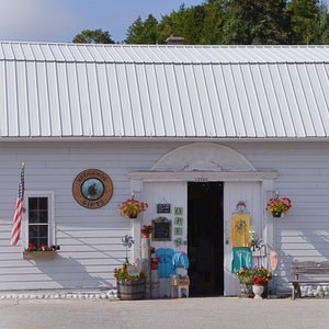 Photograph of quaint shop, summertime fun and color, photography wall art, farmhouse art, shabby chic.
